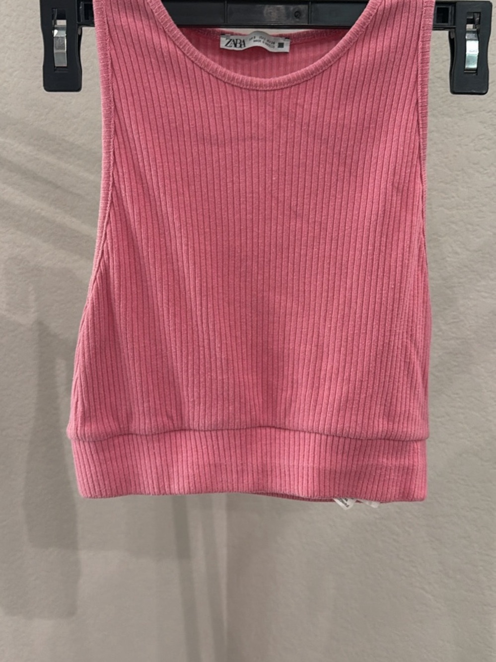 Zara Ribbed Pink Sleeveless Crop Tank